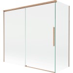 MEXEN/S - Rox vanová zástěna 2-křídlová posuvná 170 + 70 x 150, transparent, měď kartáčovaná 8C9-170-070-65-00