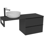 CERANO Koupelnová skříňka Velora - černá matná, úchytka černá + deska pod umyvadlo Navira Slim - 18 mm + konzole černá - 120x54,8x46,5 cm