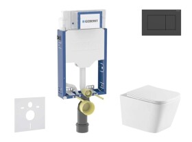 GEBERIT - Kombifix Set předstěnové instalace, klozetu Arkas I a sedátka softclose, tlačítko Sigma20, matná černá/černá SANI15CA5164