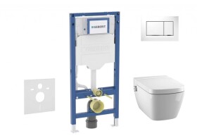 GEBERIT - Duofix Set předstěnové instalace, klozetu TECEone a sedátka softclose, tlačítko Sigma30, bílá/lesklý chrom SANI11CT3104
