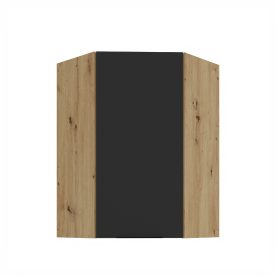 Horní rohová skříňka Aria 60x60 GN-90 1F (45°) Barva korpusu: Dub artisan, Barva dvířek: BL - Black AFM