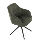 Židle jídelní a konferenční, zelená látka, černé kovové nohy, otočný mechanismus