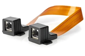 Nedis plochý síťový kabel pro okenní rámy černý / Síťový kabel / Cat 5e UTP / RJ45 - RJ45 / 30 cm (CCGB85901BK03)