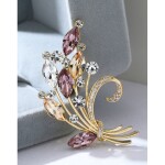 Brož se zirkony a krystaly Swarovski Elements Carolina - květina, Zlatá