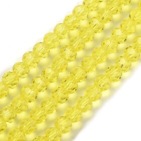 Broušené korálky - průsvitné - žluté - 4 mm - 10 ks