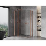 MEXEN/S - Mist L Duo sprchový kout dveře křídlové 100 x 90, transparent, měď kartáčovaná 8A4L-100-090-65-00