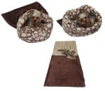 Marysa pelíšek 3v1 pro psy tmavě hnědý-hnědé kytičky - velikost XL (M-c.53)