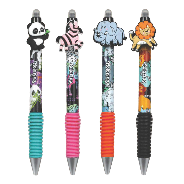 Colorino gumovatelné pero Zoo, 36 ks, modrá náplň, displej - 36ks