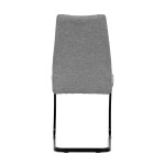 Židle jídelní, stříbrná látka, černé kovové nohy