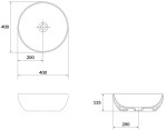 CERSANIT - Umyvadlo na desku LARGA ROUND ANTHRACITE MAT(40X40) K677-019
