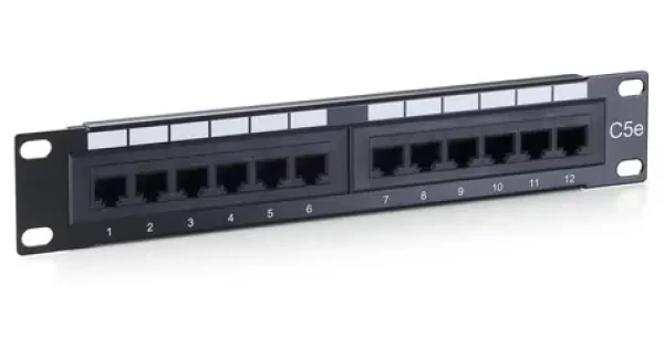 Equip černý / Patch panel / 10" / 12x RJ45 / Cat5e / 1U (208015)