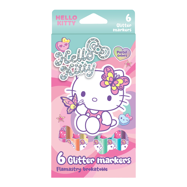 Colorino popisovače s glitry, Hello Kitty, kulaté, 6 barev