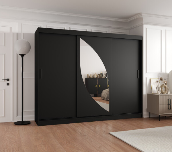 Šatní skříň Abi Milo Rozměry: 250 cm, Barva korpusu + barva dveří: Černá + Černá