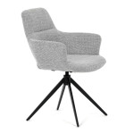 Židle jídelní, šedá látka, 360° vratný mechanismus, černý kov