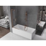 MEXEN/S - Velar L dvoukřídlá posuvná vanová zástěna 75 x 150, transparent, měď kartáčovaná 896-075-003-01-65