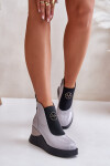 Lakované Kotníkové Boty Na Klínu Zateplené Šedé Vinceza 66703 40