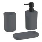 MSV LONA sada 3 ks koupelnových doplňků tmavě šedá / plast (3700703951223)