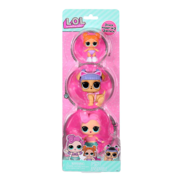 L.O.L. Surprise! 3balení – Panenka, Zvířátko a Miminko