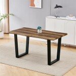 Stůl jídelní, 140x80x75 cm, MDF deska, dekor staré dřevo, kovová nohy ve tvaru U, černý matný lak