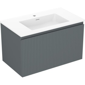MEXEN/S - Rivel koupelnová skříňka 80 cm s umyvadlem Otis, 1 šuplík, reliéf , grafit mat/bílá mat 91A20-08047-1-BF66-W18M01