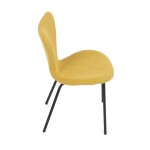 Židle jídelní, žlutá látka, nohy černý kov