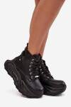 Kožené zateplené dámské kotníkové boty na platformě GOE SS2N4301 Černé 36