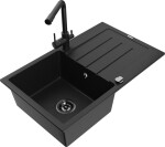 MEXEN - Bruno granitový dřez s odkapávačem včetně baterie Duero, černá 6513-77-671600-70-B