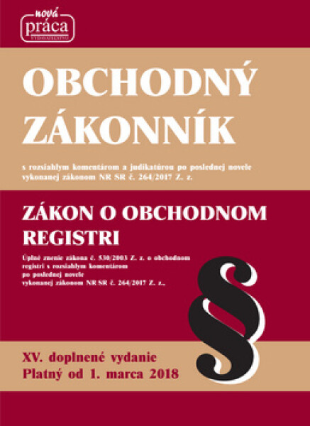 Obchodný zákonník XV. platný od marca 2018