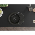 MEXEN/S - Kevin granitový dřez s odkapávačem včetně baterie Duero, černá/zlatá metalik 6517-75-671600-70-B