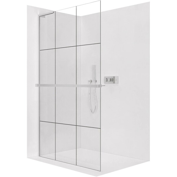 CERANO Sprchová zástěna Walk-in Onyx L-levá vzpěra - 8 mm + polička/držák na ručníky - chrom, industriální sklo - 110x200 cm