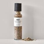 Nicolas Vahé Ochucená sůl Parmesan Tomato Basil 300 g, růžová barva, černá barva, čirá barva, sklo