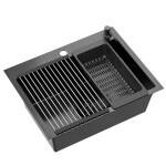 Quadron - Ocelový dřez LUKE 110 WORKSTATION Black s kuchyňskou baterií ZLE-09011