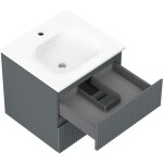 MEXEN/S - Rivel koupelnová skříňka 50 cm s umyvadlem Vela, 2 zásuvky, reliéf , grafit mat/bílá mat 91A20-05047-2-BFF66-W23M01