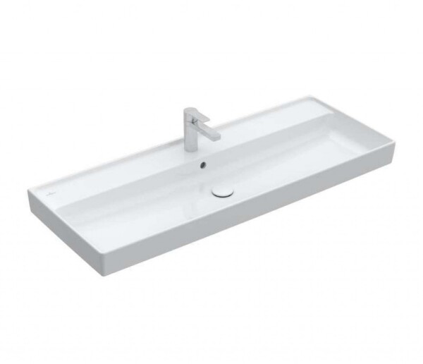 VILLEROY & BOCH - Collaro Umyvadlo nábytkové 120x47 cm, s přepadem, otvor pro baterii, CeramicPlus, alpská bílá 4A33C5R1