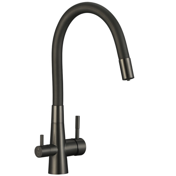 Laveo - Riveco - dřezová baterie s elastickým ramenem,, připojení k vodnímu filtru, grafit BRI_968D