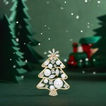 Vánoční perlová brož se zirkony Christmas Tree 11 - vánoční stromeček, Zlatá