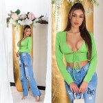 Sexy top Koucla Crop Top s výřezy a šněrováním lightgreen Einheitsgroesse