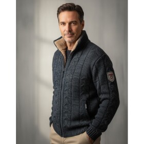 Bunda Wildwasser 60451 pánská zimní pletená zapínání na zip navy/šedá melír