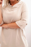 Dámská blůza Plus Size s bavlnou volného střihu s vodním výstřihem béžová UNI