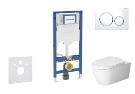 GEBERIT - Duofix Set předstěnové instalace, klozetu ME by Starck a sedátka softclose, tlačítko Sigma20, bílá/lesklý chrom SANI11CP3111