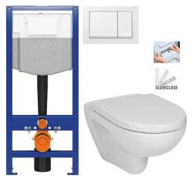 CERSANIT předstěnový instalační systém s bílym tlačítkem K97-516 + WC JIKA LYRA PLUS + SEDÁTKO DURAPLAST SLOWCLOSE K97-526 516 LY5