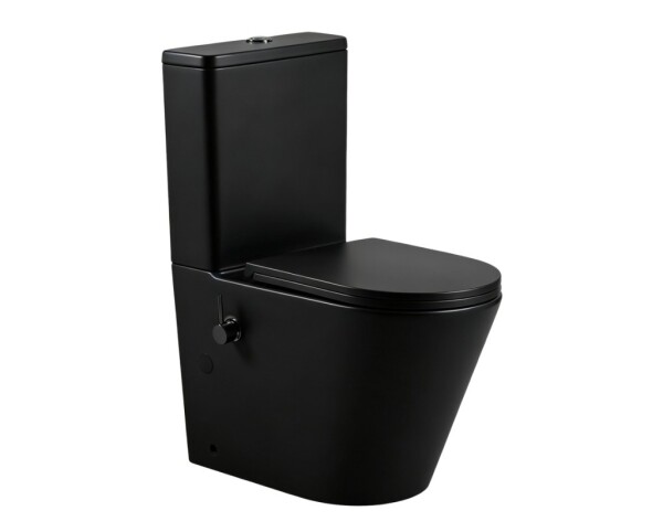 Erga Tina, WC kombi mísa 620x365x820 mm, Rimless + funkce bidetu + toaletní sedátko, černá matná, ERG-V03-TINA-RIM-BID-BK