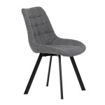 Židle jídelní, šedá látka, nohy černý kov