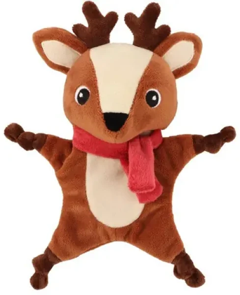 HUHUBAMBOO Hračka pro psy Vánoční sob s červenou šálou / 20 cm (357026)