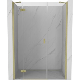 MEXEN/S - Mist-H sprchové dveře křídlové levé 130, transparent, zlatá kartáčovaná 8A5-130-001-55-00-L