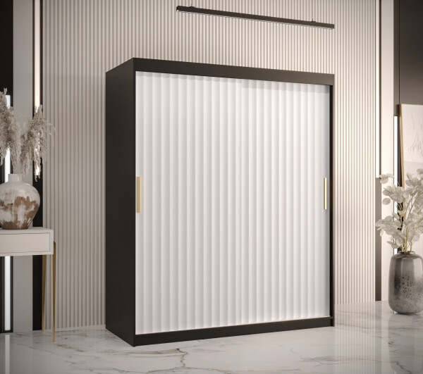 Šatní skříň Abi Riflo Wave 1 Barva korpusu: Černá, Rozměry: 150 cm, Dveře: Bílá bez zrcadla
