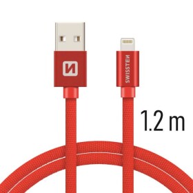 Swissten 71523206 USB 2.0 typ A na Lightning, USB 2.0, zástrčka A - zástrčka Lightning, opletený, 1,2m, červený