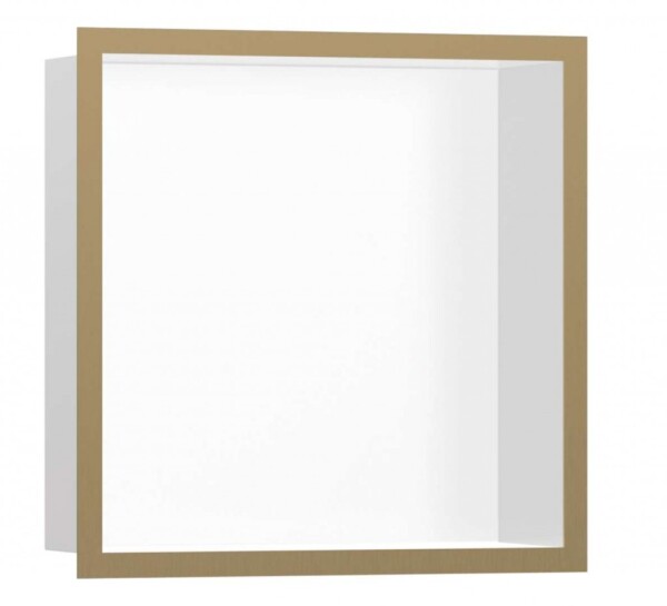 HANSGROHE - XtraStoris Individual Výklenek do stěny s designovým rámem, 30x30x10 cm, matná bílá/kartáčovaný bronz 56099140