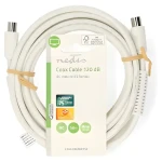 Nedis Koaxiální kabel IEC zástrčka-zásuvka bílá / Koaxiální kabel / 120 dB / 75 Ohm / 4x stínění / 5 m / PVC (CSGL40020WT50)