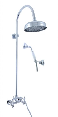 SLEZAK-RAV - Vodovodní baterie sprchová MORAVA RETRO s hlavovou a ruční sprchou, Barva: chrom, Rozměr: 150 mm MK581.5/3